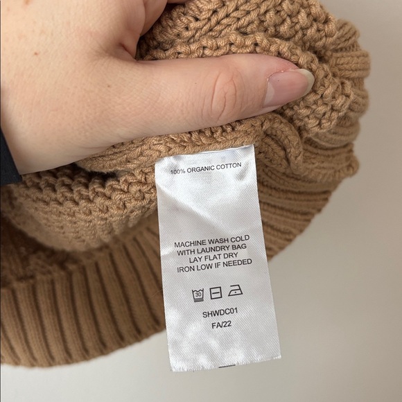 Quince 100% Organic Cotton Oversized Cable Cardigan in Camel women’s size XS - Picture 7 of 9